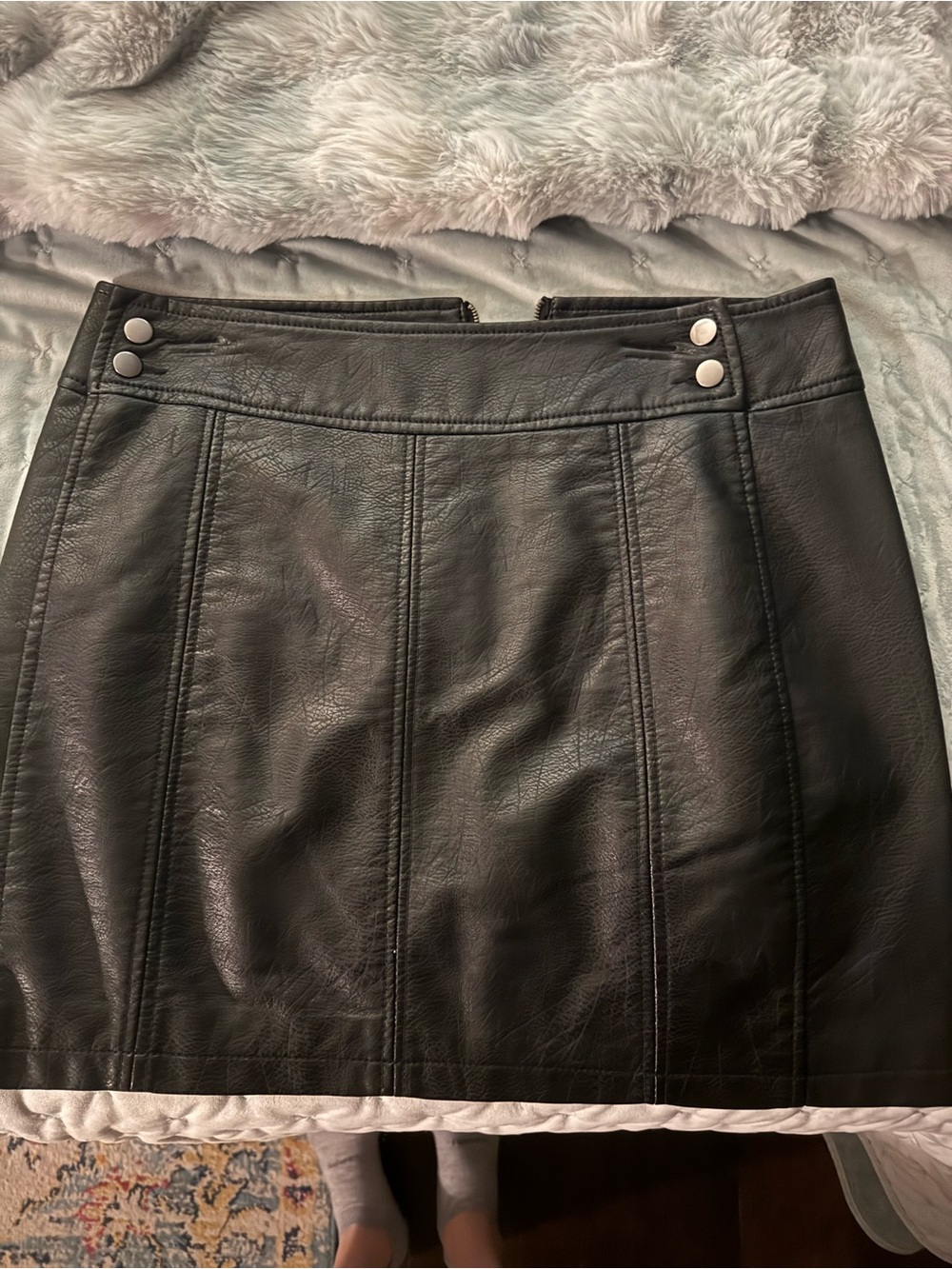 Free people Black Faux Leather Mini Skirt